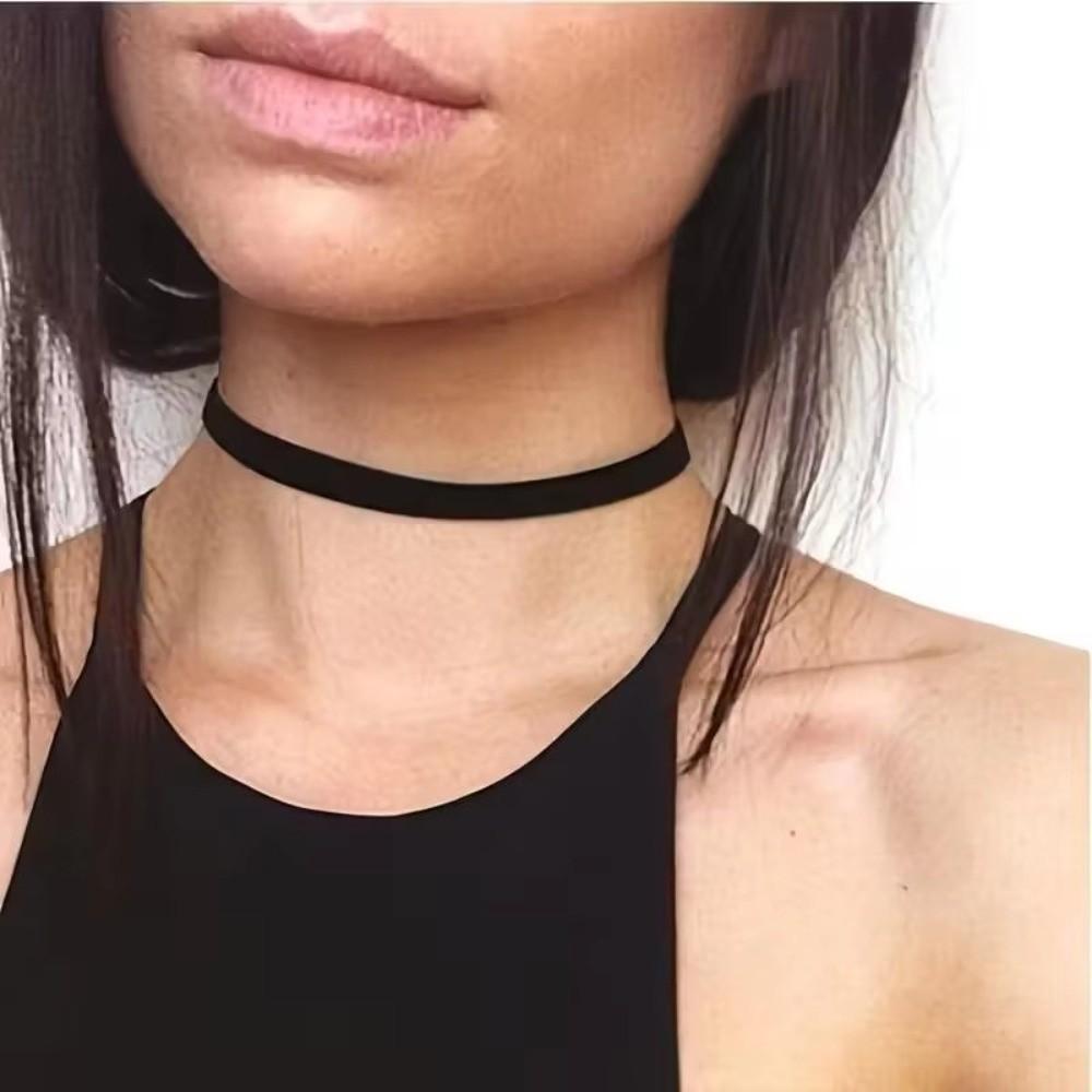 6Pcs/Set Vintage Style Gothic Elastic Necklace Adjustable Punk Necklace Fashion Lace Chokers Daily