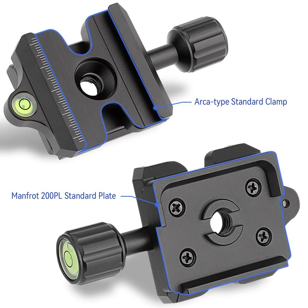 Haoge Quick Release QR Clamp Adapter Converter, Compatible with Manfrotto RC2 System and Arca-Swiss.