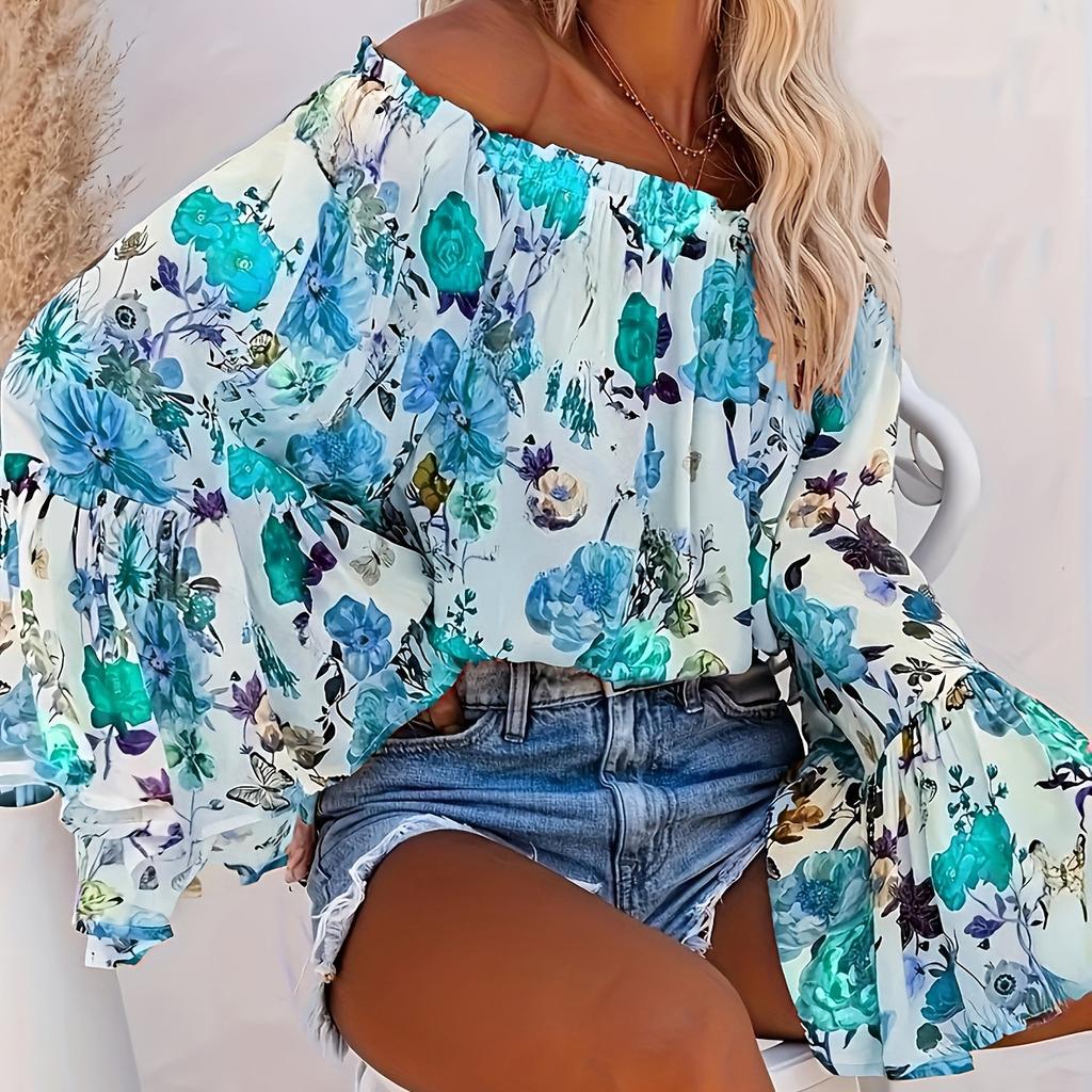 A New Summer Printed Women's Fashion and Casual One-shoulder Top