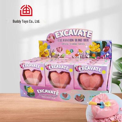 DIY Arkeologisk Edelstenspuslespill: Håndutgravd Fossil Ferskenhjerte Blindboks Leketøy
