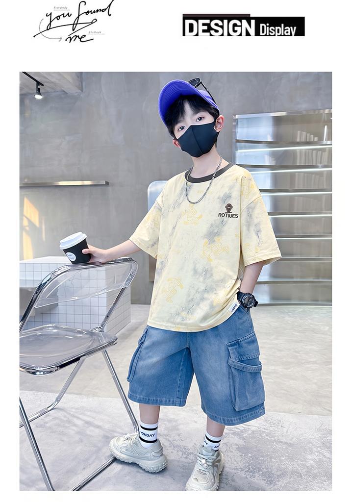 Children's Set for Boys 2026 New Trendy and Stylish Summer Clothes Korean Edition Cool and Stylish Short Sleeve Two Piece Set