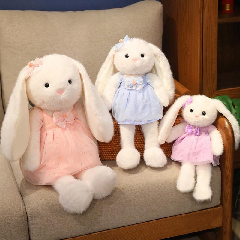 Cartoon Long Cute Ears Rabbit Plush Toy Princess Dress Stuffed Sleep Doll Gift