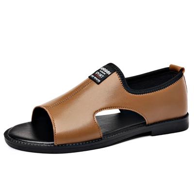 FashionFashion Hollow Leather Flat Men's Sandals Summer New Designer Slip-on Casual Driving Man Shoes Outdoor Beach Male Sandals