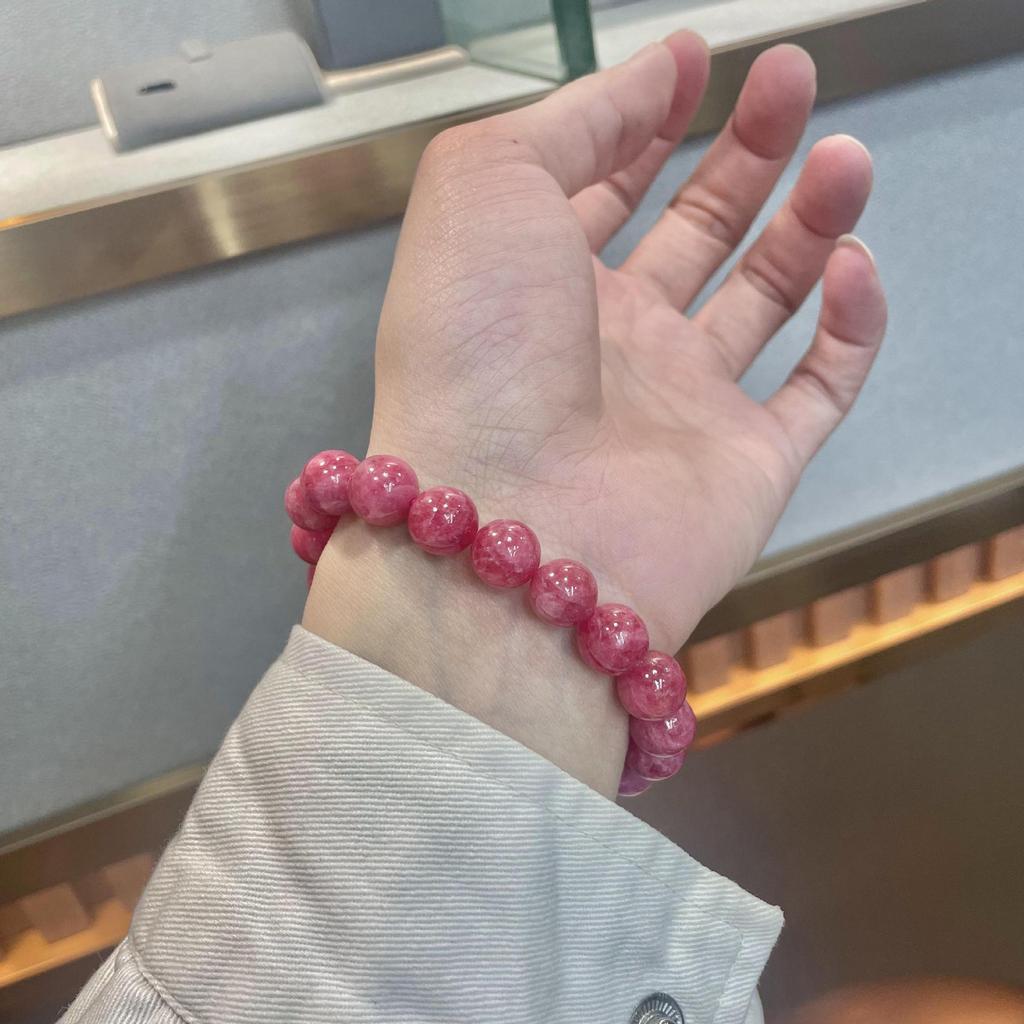 Collectible Jade Brazilian Rose Hui Bracelet Single Ring Beaded Rose Red Natural Crystal Bracelet Women'S Jewelry