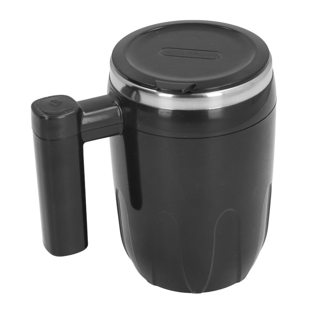 Self Stirring Coffee Mug Rechargeable with Lid Portable Electric Magnetic Automatic Mixing Black