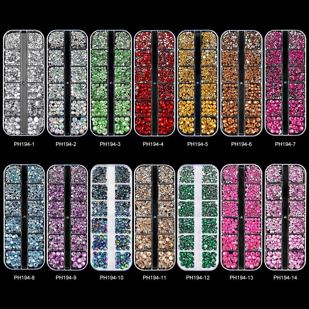 14pcs Resin Rhinestones Colorful Transparent Assorted Sizes Mixed Mini Gems Nail Art DIY Accessories