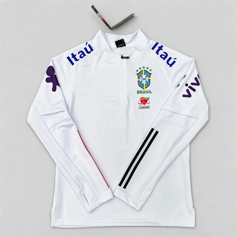 Brasilianisches Fußball Langarm Halblanges Trainings-Trikot für Herren und Damen