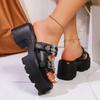 2025 Summer New Bat Thick-heeled Sandals, Women's Muffin Waterproof Slippers Size 43
