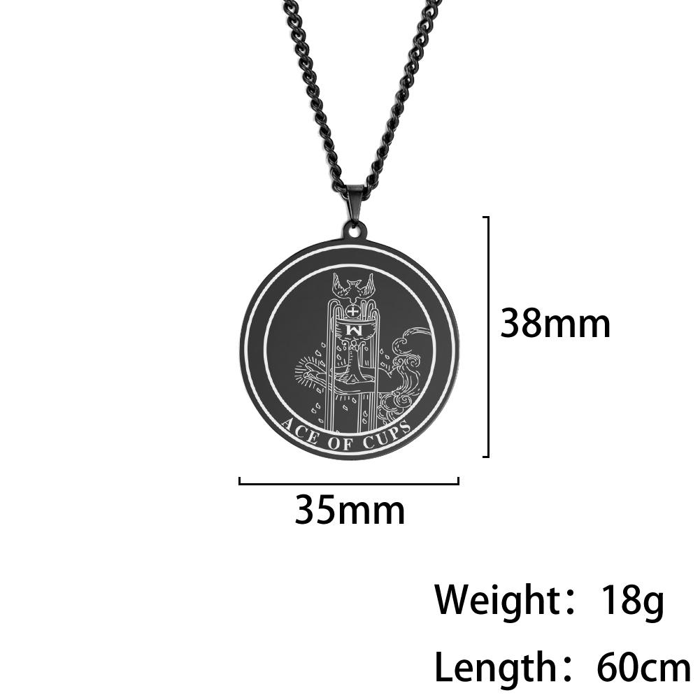 LIKGREAT Gold Color The Cups Tarot Necklace Men Stainless Steel Jewelry Minor Arcana Talisman Pendant Lucky Amulet Birthday Gift