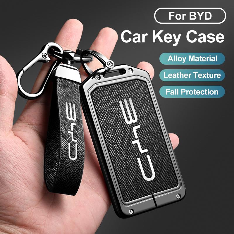 Zinc Alloy Leather Car Nfc Card Remote Key Cover Case For Byd Tang Dm Han Ev Song Pro Qin Plus Dmi Keychain Accessories