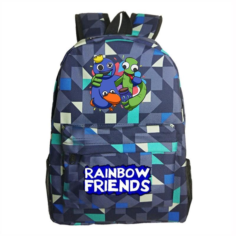 Rainbow Friends Cartoon School Backpack Kids Boys Girls Lightweight Oxford Fabric Bookbag With Ergonomic Shoulder Straps