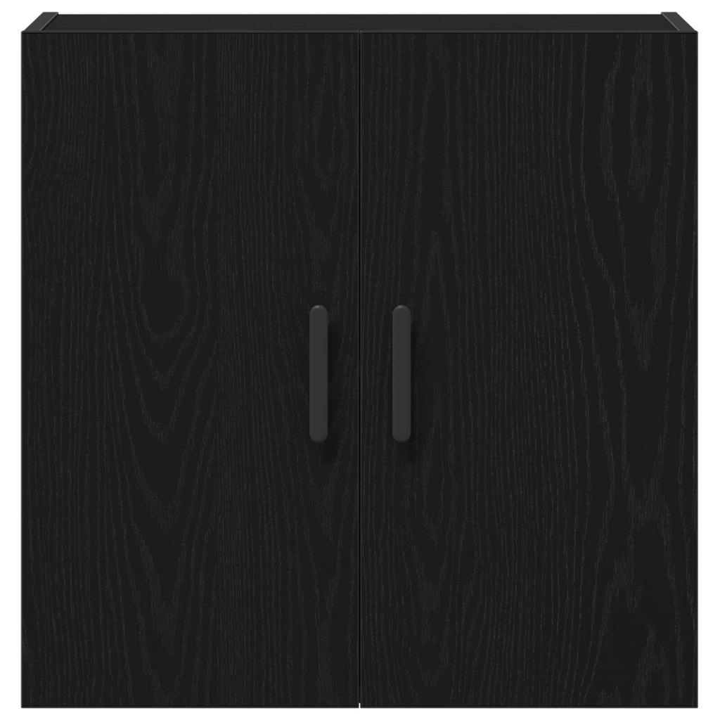 Wandschrank Aus Schwarzem Eichenholz, Doppeltüriger Stauraumschrank, Dekorativer Wandregal Für Flur Und Wohnzimmer, 60x31x60 Cm Holzwerkstoff