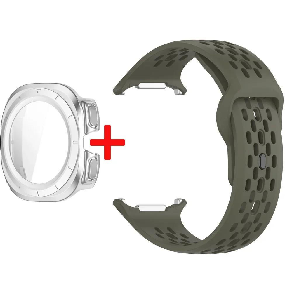 Silicone Strap+Case For Samsung Galaxy Watch Ultra 47 Sport Watchband Bracelet for Galaxy Watch Ultra Tempered Glass Cover Band