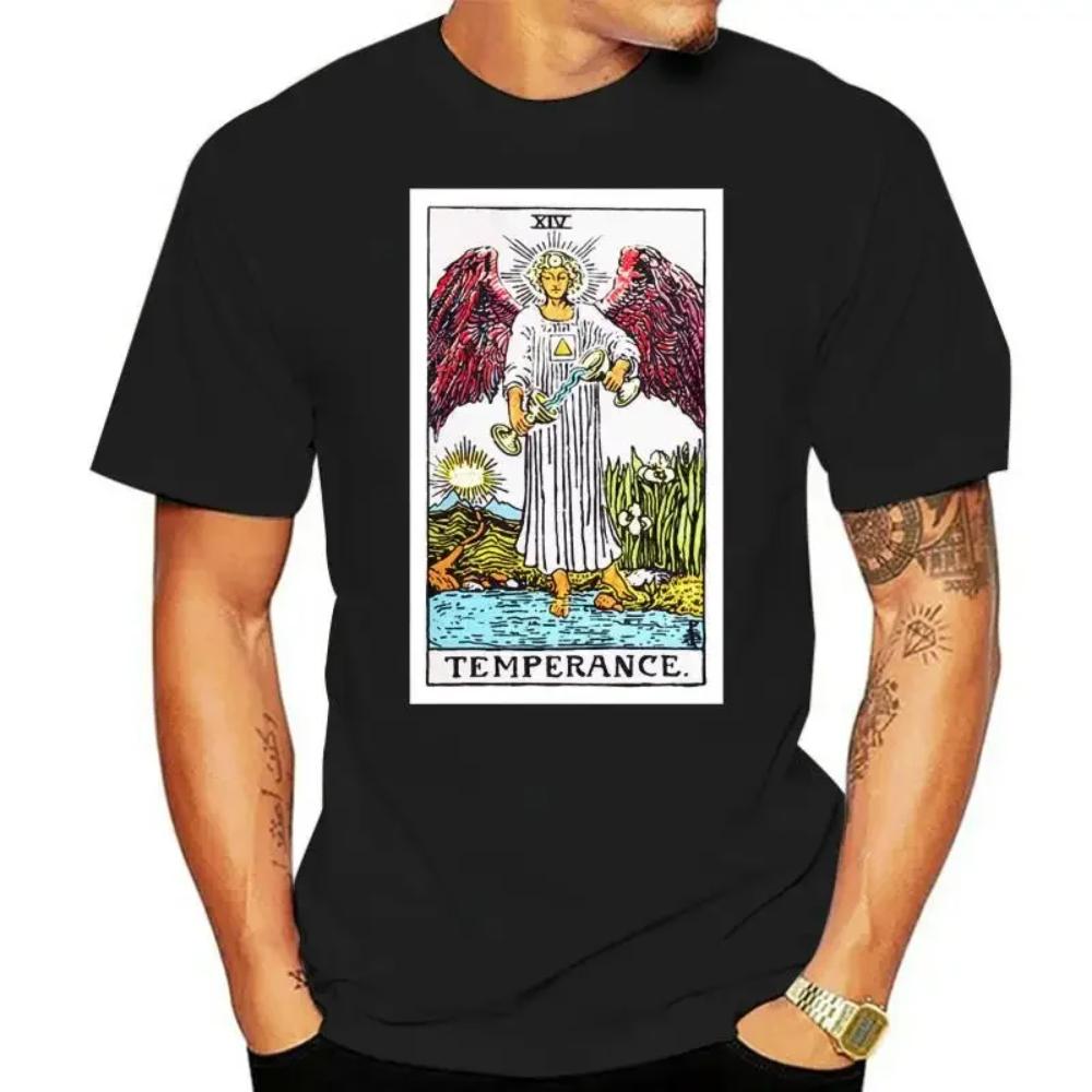 Temperance Tarot Card Art Logo men's (woman's available) t shirt black Cool Casual pride t shirt men Unisex Fashion tshirt