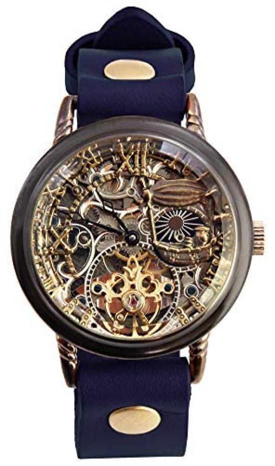 

Moola Watch Rebic Manual Winding Made in Japan Skeleton RER-30B (L, Navy)