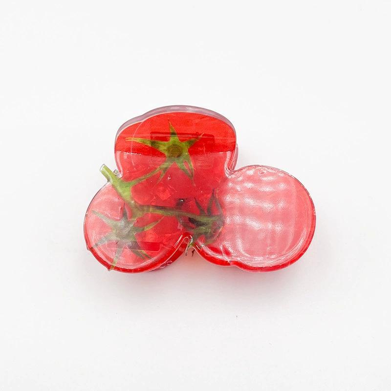 Acrylic Hair Claw Clips Kawaii Food Shape Unique Lettuce Tomato Onion Design Durable Hair Accessories for Girls Daily Outfits