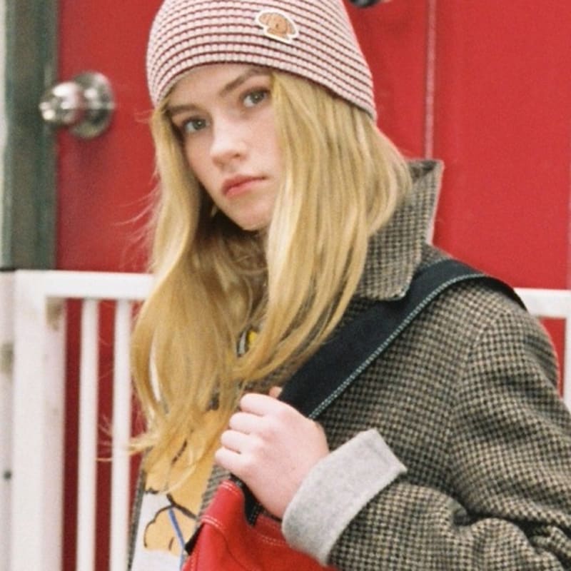 

THE ASHLYNN PAM PATCH STRIPE BEANIE_RED RED