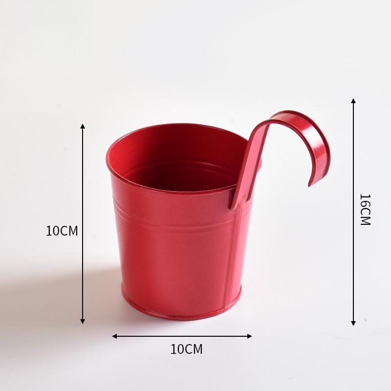 

Hanging Bucket Hook Flower Pot Tin Art Hanging Pot Hanging Hanging Color Decorative Wall Hanging Metal Hanging Pot Flower Pot червоний