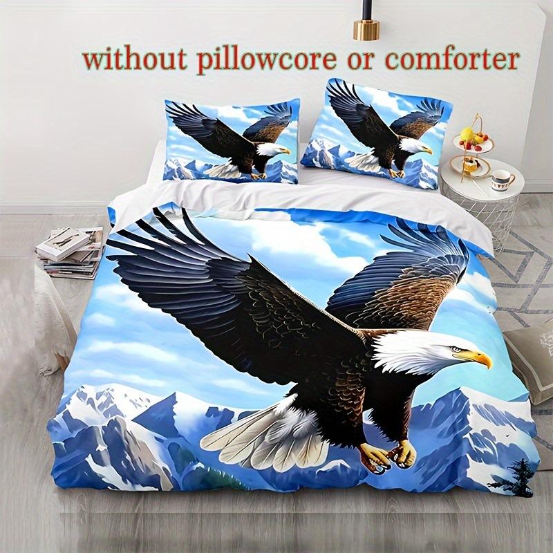 Motorcycle Eagle Printed Duvet Set Bedding Set With Pillowcase Quilt Cover Three-Piece Set