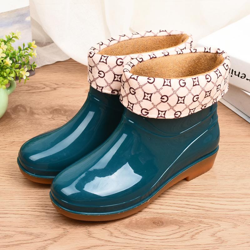 Low Tube Rain Shoes Women's Rain Boots Women's Short Tube Water Shoes Fashion Outer Overshoes Non-slip Rubber Shoes for Daily Work
