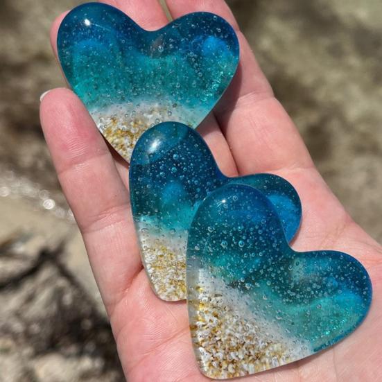 Glass Beach Pocket Heart Sea Inspired Heart Ornament Fused Glass Heart Pocket Token Keepsake Pocket Hug Heart Gift for Loved Ones
