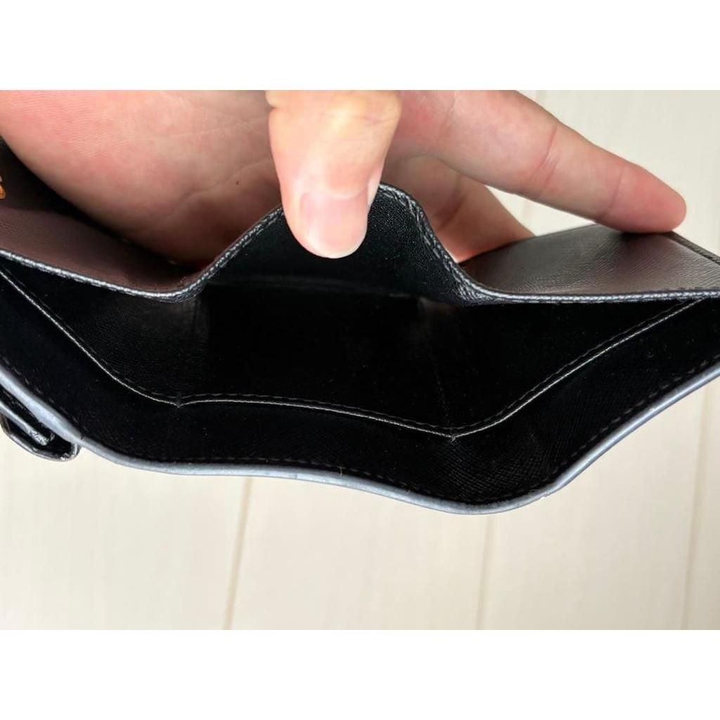 Used PRADA Prada Tri-fold Wallet, Double Snap Button, Gold Hardware, Black