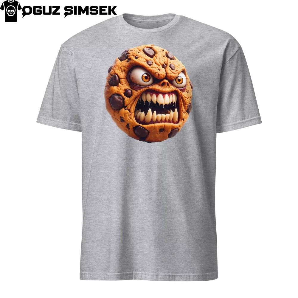 Hangry Cookie Unleashed! Menacing Graphic Print Unisex T-Shirt Halloween Tee