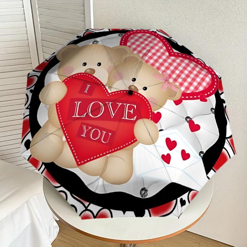 

1pc Teddy Bear Love Heart Automatic Folding Umbrella, Heavy-Duty 8-Rib Construction, Perfect for Everyday yy251114181