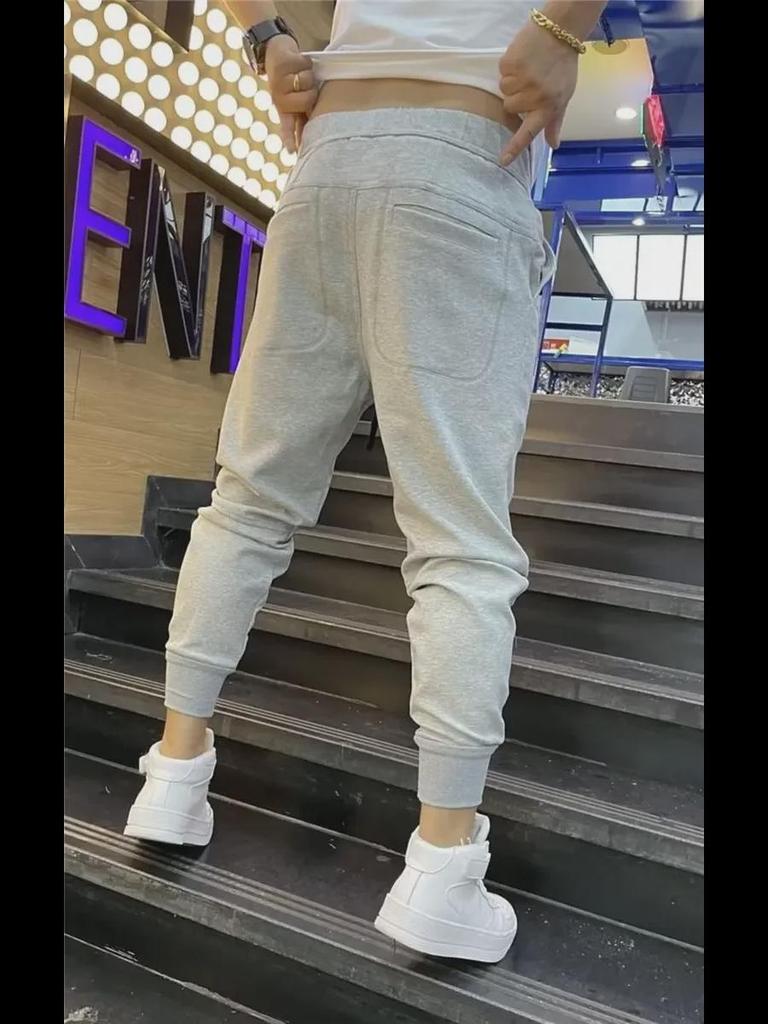 Schwarze Slim-Fit-Jogginghose mit Kordelzug für Herren – trendige Freizeitkleidung für Frühling/Herbst