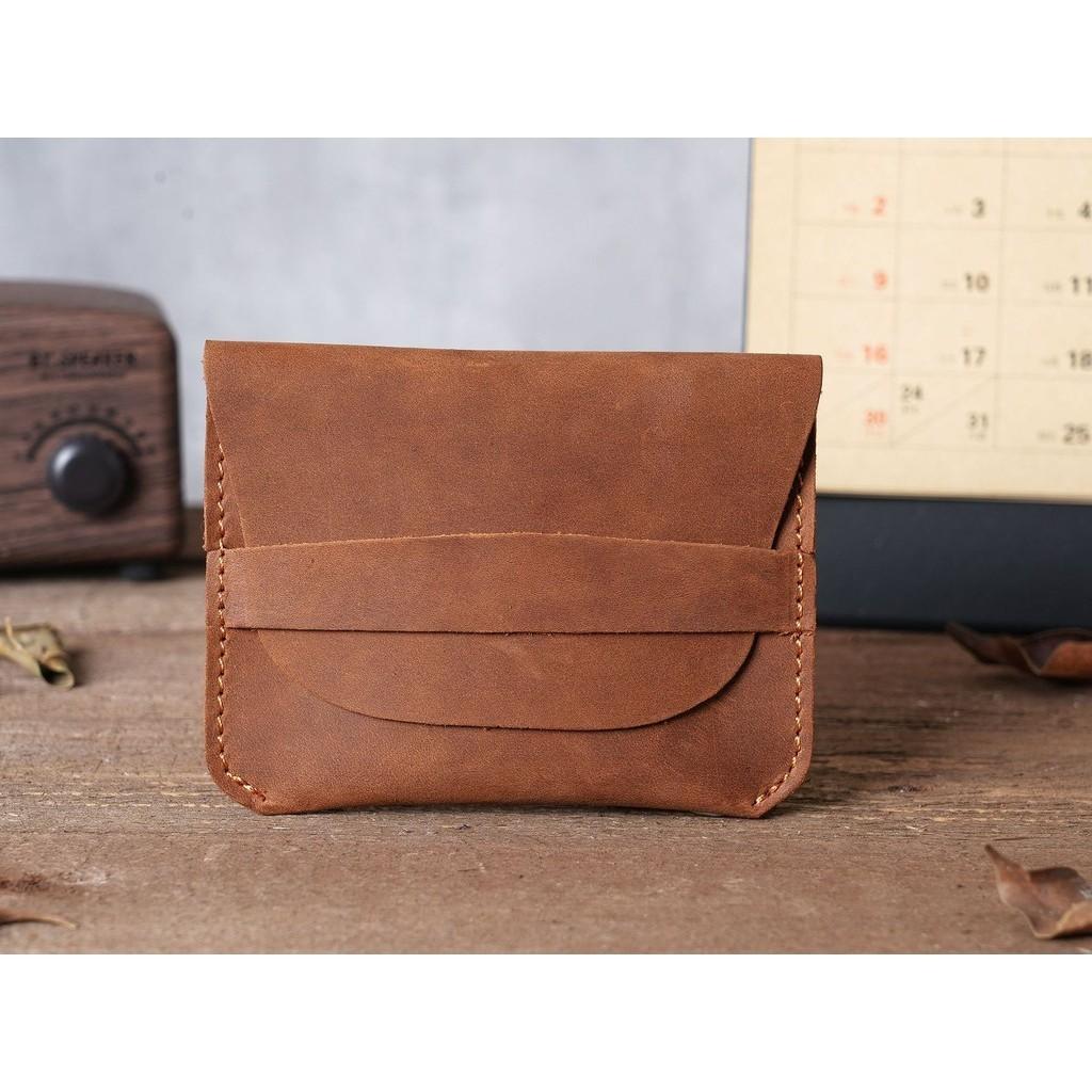 Handmade Crazy Horse Genuine Cow Leather Men's Card Holder Ultra Slim Compact Multi Card Slots Minimalist Leather Card Wallet