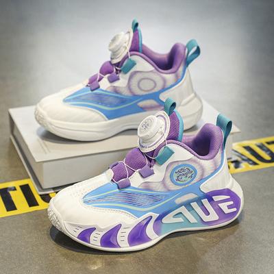Mädchen Basketballschuhe 2025 Frühling neu Mesh atmungsaktiv Drehverschluss Kinder und Mädchen Sportschuhe Knopf Laufschuhe