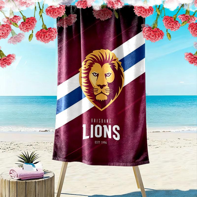 Lions Heart Print Beach Towel, Large Soft Quick Dry Towel for Beach Camping Swimming