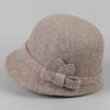 Autumn and Winter Bow Wool Warm Equestrian Hat Women's Bowler Top Top Hat British Temperament Felt Mother Hat