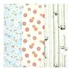 Cluster Japanese Tenugui Towel Set - Double Layered, Wasai Gauze, Fray-Resistant, Panda & Camellia Print, 3-Piece Set, 100% Cotton Gauze,