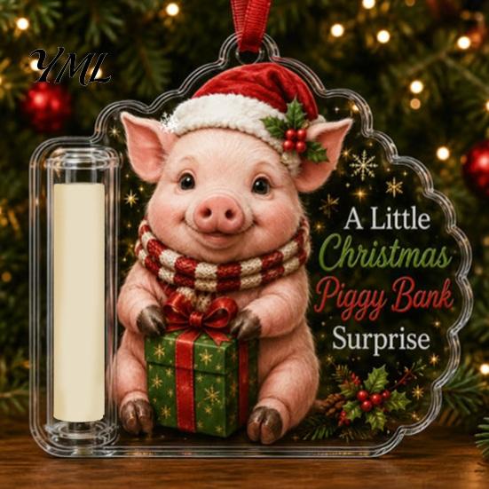 Money Clip for Christmas Tree Cash Gift Holder Ornament, Cute Dog Clear Acrylic Gift, Xmas Hanging Decoration Holiday Party Supplies Favors