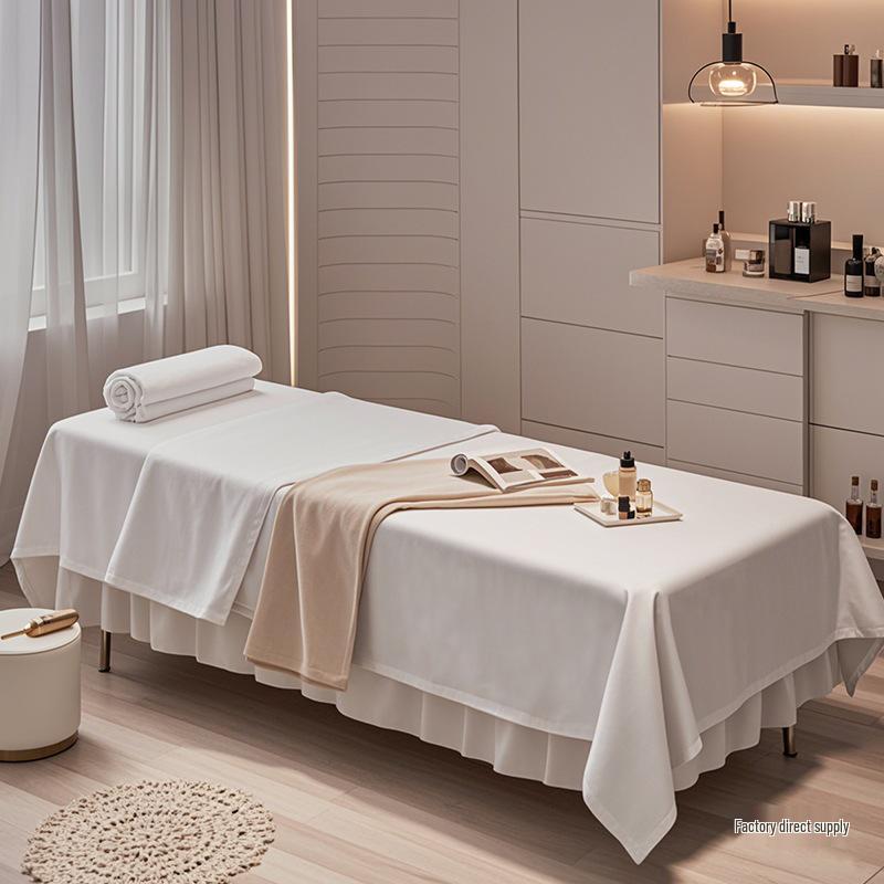 Extra Large White Beauty Salon Bed Sheet with Hole for Massage Tables