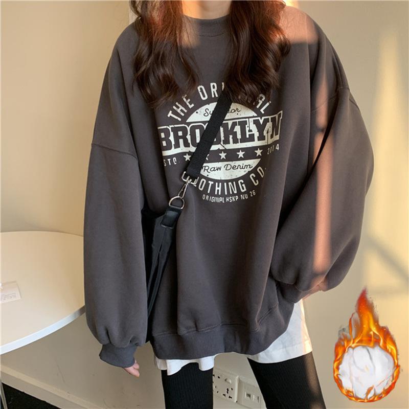 Padded Sweater Women Winter Hatless Jacket Ins Harajuku Wind Loose Student Tops Couples Wear Casual T-shirt Fashion Retro Versatile Sweatshirt