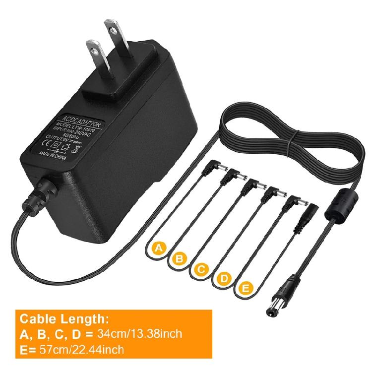 Regulated Power Supply for DC 9V 850mA Adapter Guitar Effect Pedal Negative Tip