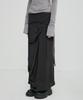 Peulleeoeob Asymmetrical Draped Long Skirt (Fl-263_Black)