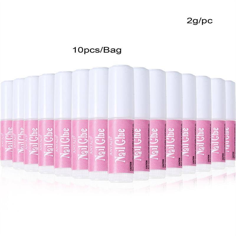 10Pcs*2g Fast Drying Nail Art Glue Acrylic False Nail Tips Sticky Gel Paste Gem Jewelry Decorations Nail Glue Manicure Tools