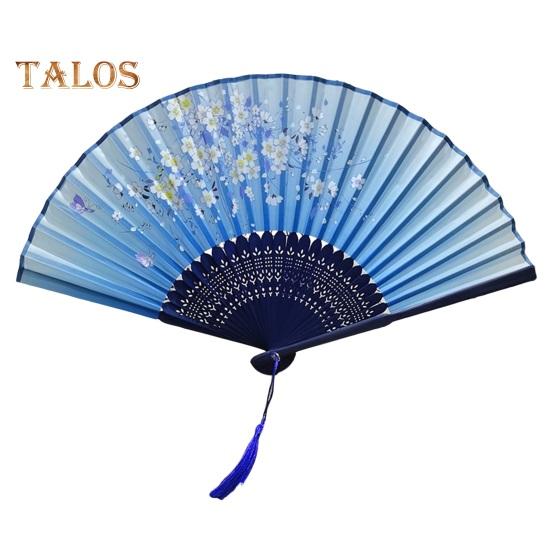 

Складной вентилятор в китайском винтажном стиле с бамбуковым валом, ручной вентилятор с цветочным узором, художественный ремесленный подарок, домашний декор, ручной веер для вечеринок, свадеб светло-синий
