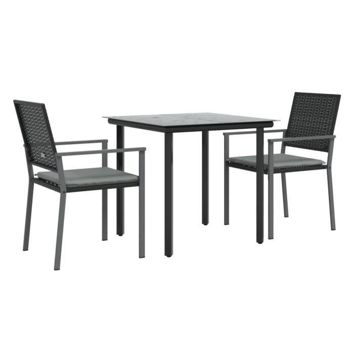 VidaXL Ensemble à manger de jardin 3 pcs coussins résine tressée acier 3187017
