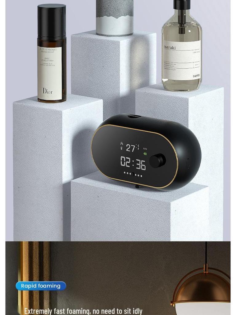 Wall-Mounted Smart Induction Foam Hand Sanitizer with USB Charging & Clock