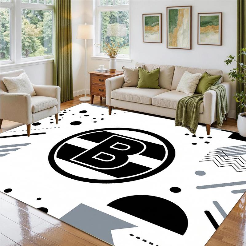 Borussia Mönchengladbach Design Crystal Velvet Rug Soft Decorative Mat for Bedroom Entrance