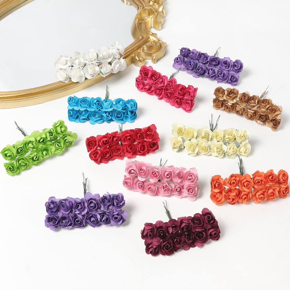 144Pcs Artificial Rose Bouquets Paper Fake Flowers Home Room Decor Wedding Decoration Christmas Navidad 2025 New Year DIY Wreath