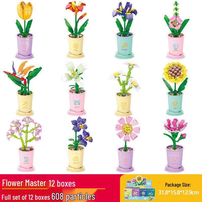 Lele Brothers Flower Building Blocks: Children's Educational Toy - Eternal Flower Jigsaw Puzzle