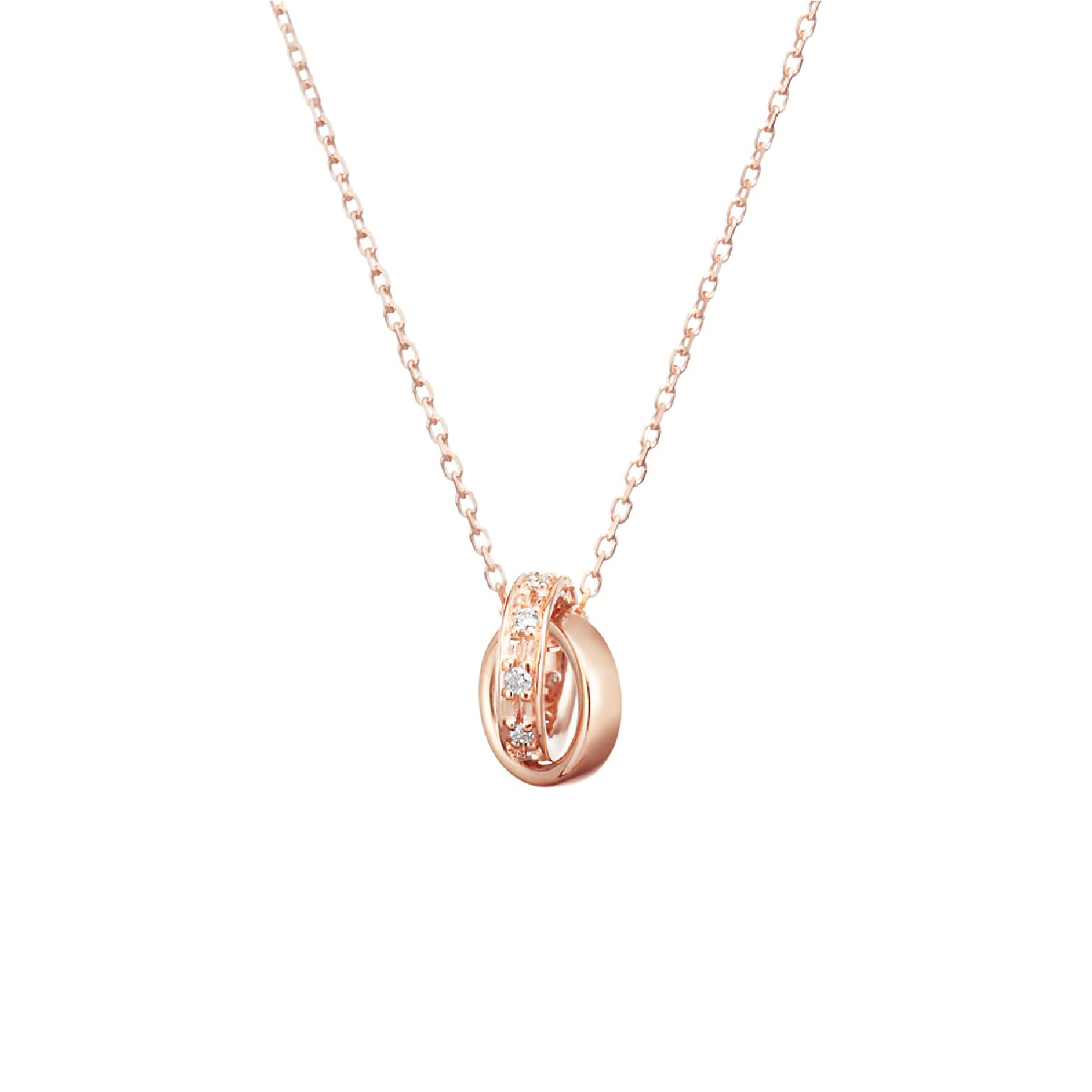 

Double Loop K10 Pink Gold Necklace Diamond 111016123113 [Official] 4℃ (Yondo Sea)
