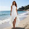 Yousheng Women Cocktail Party Dress, Halter Sleeveless Flowy Long Dress, Ruffled Irregular High Low Wedding Guest Dress