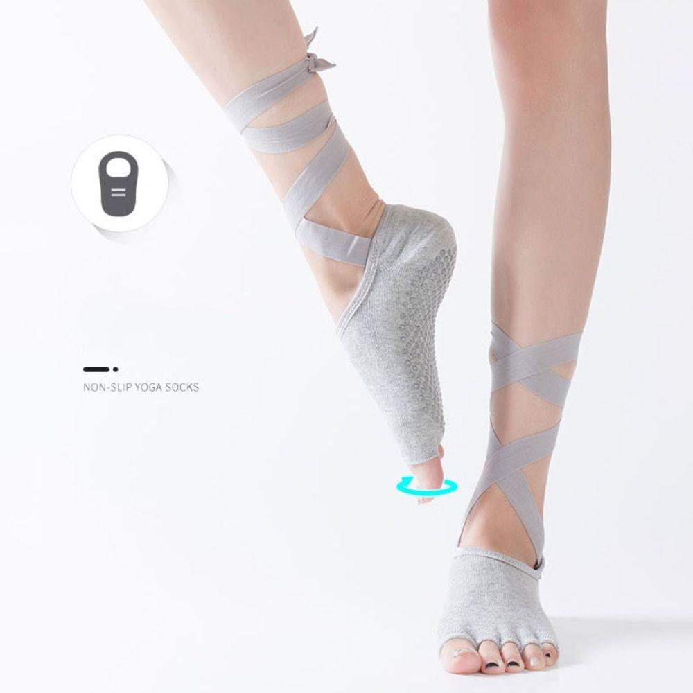 Lace-up Five Fingers Socks Dot Glue Toe Yoga Socks Simple Pilates Socks Women  Women