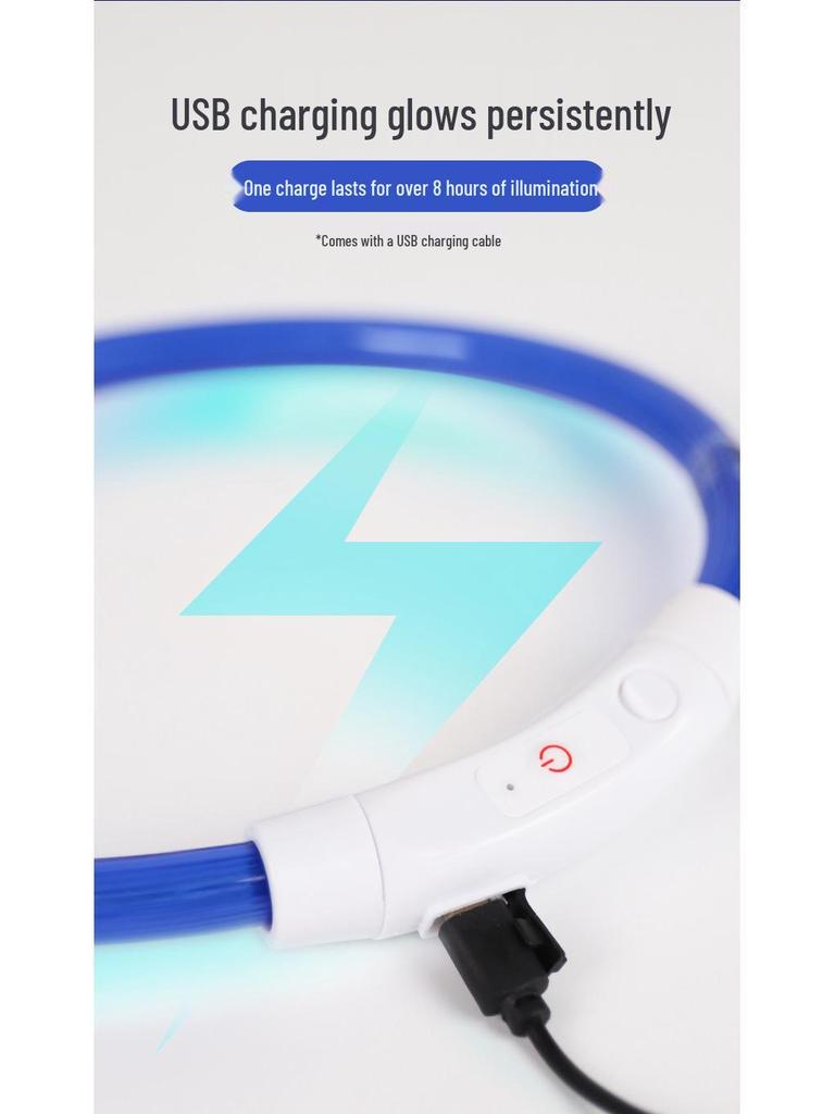 Rechargeable LED Glowing Collar for Dogs and Cats - Nighttime Safety Necklace